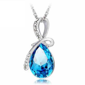 shopping תכשיטים לאישה Rhinestone Crystal Water Drop Pendant Necklace For Women