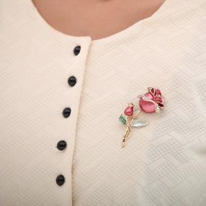 Brooch Rhinestone Crystal Rose Flower Wedding Bridal Pin Brooch