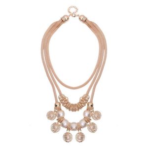 Bohemian Multilayer Gold Artificial Pearl Hollow Ball Unique Style Necklace Party Gift for Women