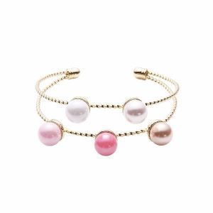 shopping תכשיטים לאישה Trendy Balancing Style Double Layer Pearl Bracelet Simple Alloy Rainbow Pearl Bracelets for Women