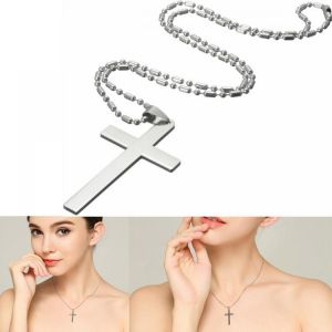 20'' Stainless Steel Chain Cross Silver Pendant Necklace Jewelry Christmas Gift