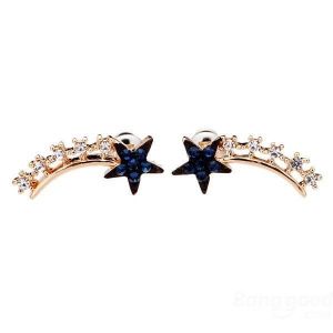 shopping תכשיטים לאישה Multicolor Gold Plated Pentagram Rhinestone Ear Stud Earring For Women