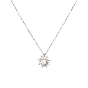 Fashion Silver Gold Sun Flower Pendant Necklace Opal Chain Statement Necklace for Women
