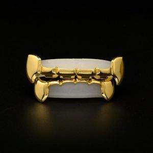 Gold Plated Teeth Hip-Hop Top &amp; Bottom Mouth Grillz Caps