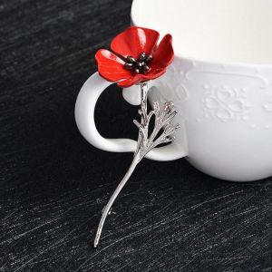 Vintage Clothing Beautiful Brooches Poppy Flower Silver Gold Collar Pins for Women Men