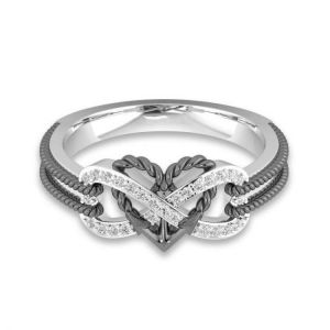 shopping תכשיטים לאישה Special Zircon Inlaid Hollow Platinum Rings Infinity Knot Heart Cross Finger Ring for Women