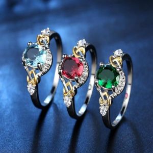 shopping תכשיטים לאישה Fashion Finger Ring Double Heart Colorful Micro Zircon Rings Jewelry Hand Accessories for Women