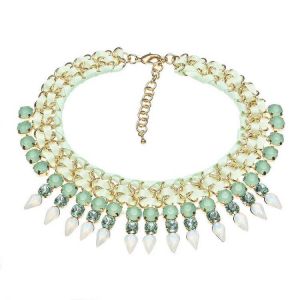 shopping תכשיטי יוקרה וסטים JASSY&reg; 18K Gold Plated Crystal Statement Luxury Green Necklace Fine Jewelry for Women