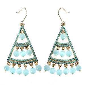 JASSY&reg; Bohemian 18K Gold Plated Sky Blue Opal Earring Luxury Fine Jewelry Clothing Accessories