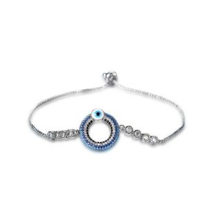 Unisex Evil Eye Bracelets Ethnic Blue Zircon Round Charm Bracelet Vintage Jewelry