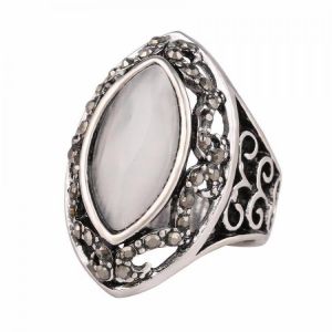 shopping תכשיטי יוקרה וסטים Ethnic White Rhinestone Finger Ring Hollow Oval Geometric Rings Vintage Jewelry for Women