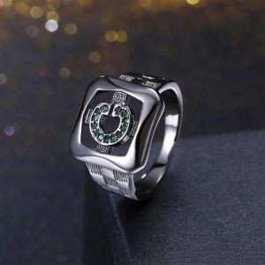 shopping תכשיטי יוקרה וסטים INALIS 14mm Elegant Shiny Zircon Ring Gun Black Plated Ring Wholesale for Women