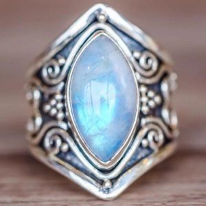 Ethnic Moonstone Finger Ring Vintage Finger Gift for Women