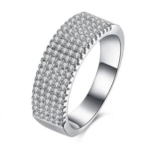 shopping תכשיטי יוקרה וסטים INALIS Zircon Platinum Plated Width Ring Gift Wedding Finger Rings