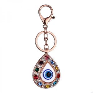 shopping קישוטים Vintage Crystal Blue Evil Eye Charm Keychain Rings Holder Purse Bag Buckle Pendant Key Chains