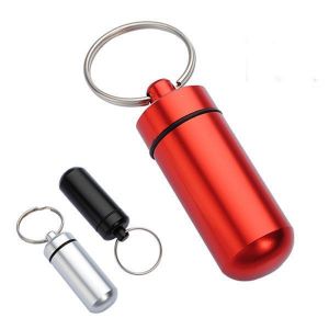 shopping קישוטים Aluminum Pill Box Case Bottle Holder Container Keychain