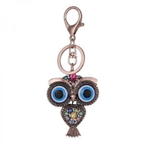 shopping קישוטים Vintage Owl Rhinestones Keychain Rings Holder Purse Bag Buckle Pendant Car Keyrings KeyChains