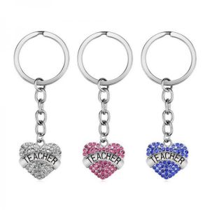 Teachers&#039; Day Keychain Crystal Heart Alloy Gift Key Ring Key Chain