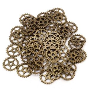 shopping ציוד לבניית תכשיטים 50pcs Vintage Steampunk Gear Necklace Pendant Charm DIY Jewelry Making