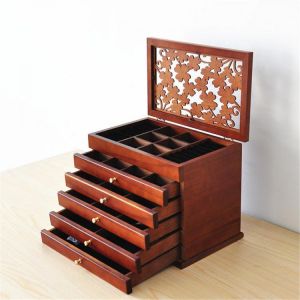 Luxury Multi-Layer High Gloss Wooden Jewelry Box Stylish Retro Storage Jewelry Box