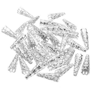 shopping ציוד לבניית תכשיטים 50Pcs Silver Gold Cone Petunia Care Caps DIY Jewelry