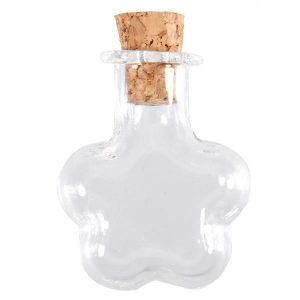 Multicolor Flower Shaped Wishing Message Glass Bottles Vials With Cork