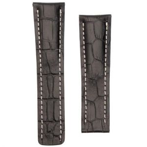 24mm Replaceable Soft Leather Watch Band Alligator Style Deployment With Screw