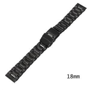 18/20/22/24mm Stainless Steel Double Lock Flip Bracelet Watch Band Link Black