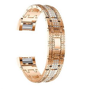 Crystal Watch Band Luxury Alloy Diamante Metal Strap Replacement for Fitbit Charge 2