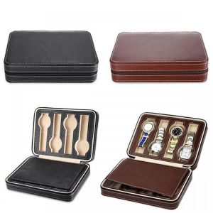 8 Grids Watch Display Storage Box Case Zippered Travel Watch Box