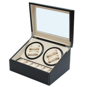 shopping ציוד לשעונים Luxury PU Leather Automatic 4+6 Watch Winder Rotator Storage Case Display Box