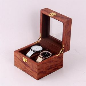 2 Slots Vintage Wooden Watch Box Display Organizer Jewelry Storage Case