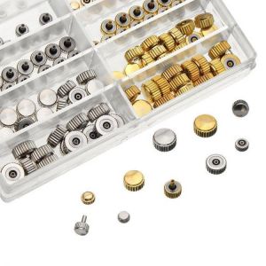 shopping כלים לשעונים 150pcs Mixed Silver Gold Watch Crown Watch Accessories Parts 10 Size Assortment Set