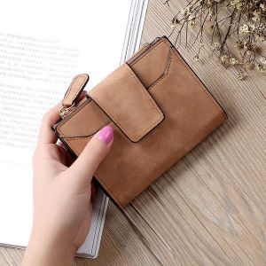 Women Matte Hasp Short Wallets Girls Two Fold Purse Card Holder Coin Bags