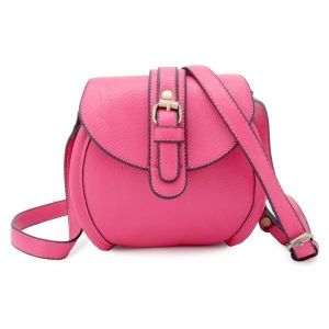 Women PU Leather Belt Decorated Double Zipper Mini Crossbody Bag