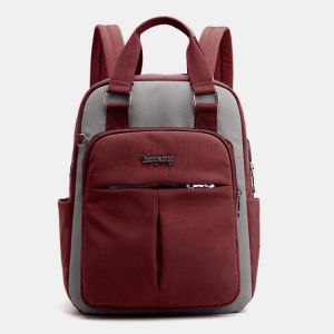 Women Canvas Multifunction Waterproof Casual Patchwork Backpack With USB Charging Port
