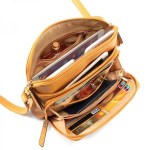 Brenice Women Solid Multi-pockets Casual Faux Leather Crossbody Bag Shoulder Bag Handbag
