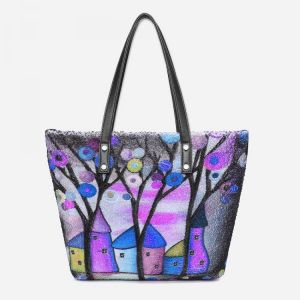 Women Colorful DIY Lamb Hair Bag Tote Bag Shoulder Bag