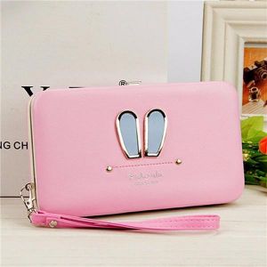 Women Candy Color Rabbit Long Wallet Card Holder Multi-function Phone Case For Iphone Huawei Samsung