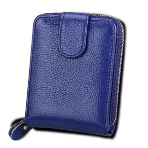 Men And Women Trifold Genuine Leather Wallet Purse Casual Card Holder Coin Bag