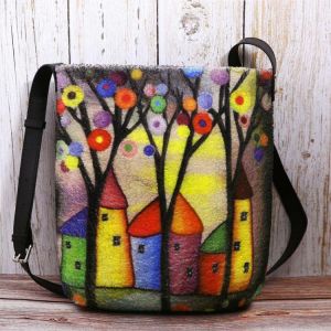 Women Special Colorful DIY Lamb Hair Bag Crossbody Bag For Daily Outdoor