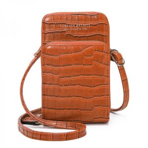 Brenice Women Crocodile Pattern Multi-Card Slots Bag Phone Bag Crossbody Bag