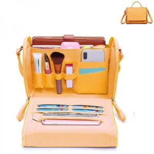 Brenice Women Flap Cosmetic Handbag Multifunction Crossbody Bag Shoulder Bag