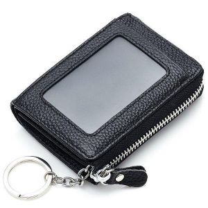 Women Men Genuine Leather Short Wallet Zipper Coin Bags Card Holder Key Bags