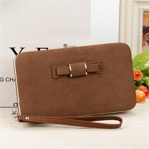 Women Candy Color Bowkot 5.5 Inch Phone Wallets Case Hasp Long Purse Clutches For Iphone Samsung