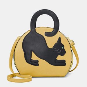 Women Cute Cat Pattern Expandable Handbag Crossbody Bag Fashion Bag