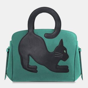 Women Fashion Beauty Faux Leather Large Capacity Handbag Crossbody Bag Shoulder Bag Cat Bag
