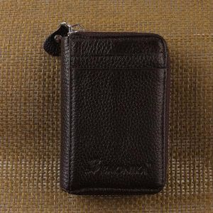 Genuine Leather Zipper 19 Card Holder Women Portable Short Purse Coin Bags