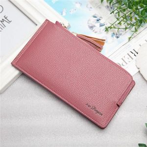 Women Tassel Long Card Holder Candy Color Zipper Purse Coin Bags 5.5'' Phone Case For Iphone 7P