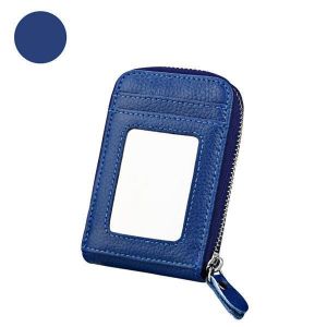 Women Genuine Leather Zipper RFID Card Holder Long Wallet Candy Color Coin Purse